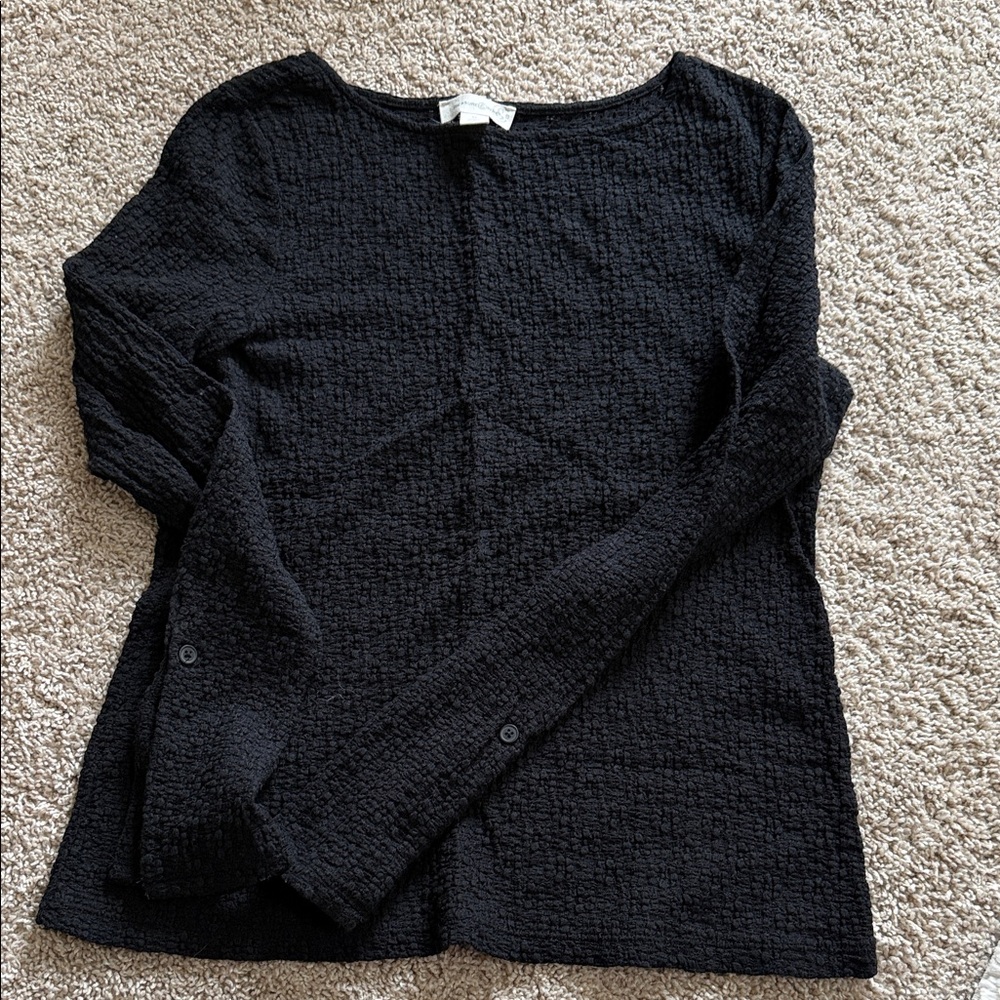 Treasure & Bond Black Textured Long Sleeve Top